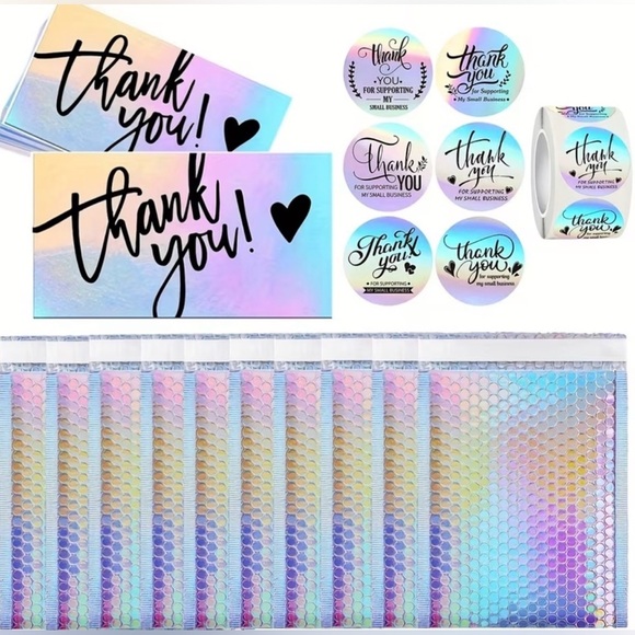 Blush & Vault Other - Small Business Holographic Thank You Shipping Bundle Card Stickers 560 pcs Lot